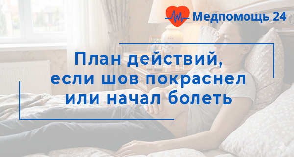 План действий, если шов покраснел или начал болеть