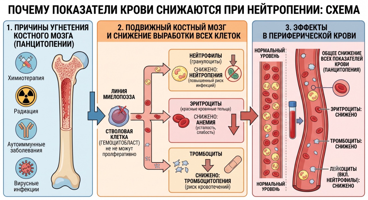 Почему химиотерапия снижает показатели крови